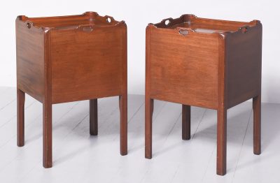 Pair of George III Style Handmade Tray-Top Tambour-Front Bedside Commodes - Image 11