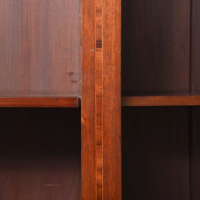 Tall, Sheraton-Style Edwardian Inlaid Mahogany Three-Section Open Bookcase - Image 8