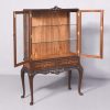 Georgian-Style Burr Walnut Glazed Display Cabinet on A Carved Stand - Image 10