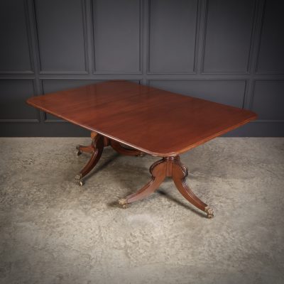 Genuine Regency Mahogany Twin Pillar Dining Table - Image 14