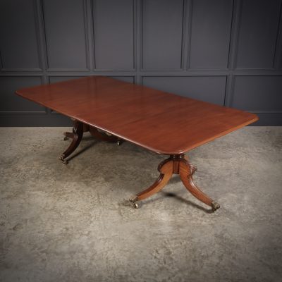 Genuine Regency Mahogany Twin Pillar Dining Table - Image 7