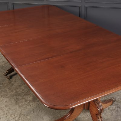 Genuine Regency Mahogany Twin Pillar Dining Table - Image 9