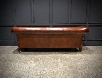 Genuine Victorian Brown Leather Sofa - Image 11