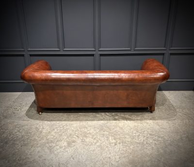 Genuine Victorian Brown Leather Sofa - Image 12