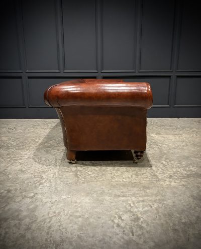 Genuine Victorian Brown Leather Sofa - Image 13