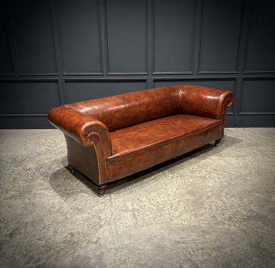 Genuine Victorian Brown Leather Sofa - Image 3