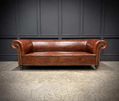 Genuine Victorian Brown Leather Sofa - Image 4