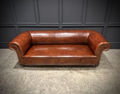 Genuine Victorian Brown Leather Sofa - Image 5