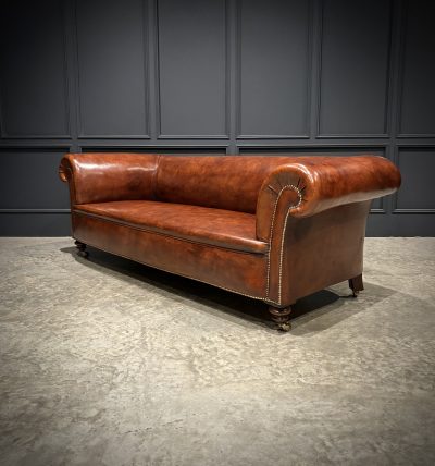 Genuine Victorian Brown Leather Sofa - Image 8