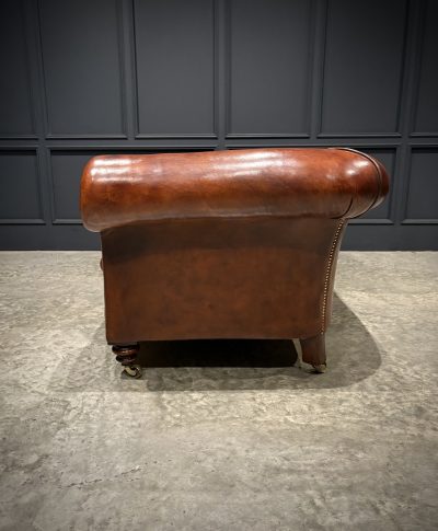 Genuine Victorian Brown Leather Sofa - Image 10