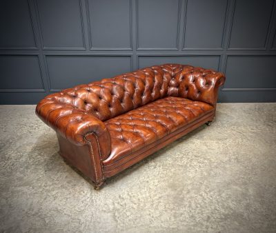 Genuine Victorian Buttoned Leather Chesterfield Sofa - Image 3