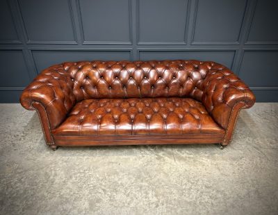 Genuine Victorian Buttoned Leather Chesterfield Sofa - Image 4