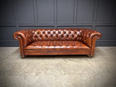 Genuine Victorian Buttoned Leather Chesterfield Sofa - Image 5