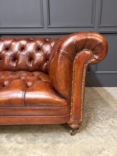 Genuine Victorian Buttoned Leather Chesterfield Sofa - Image 7