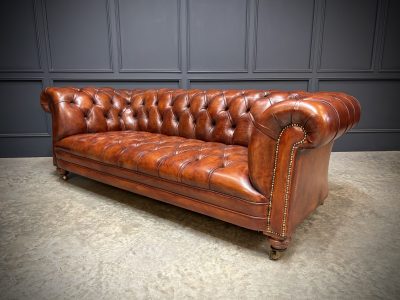 Genuine Victorian Buttoned Leather Chesterfield Sofa - Image 9