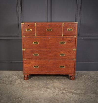 Genuine Victorian Teak Military Secretaire Chest - Image 4