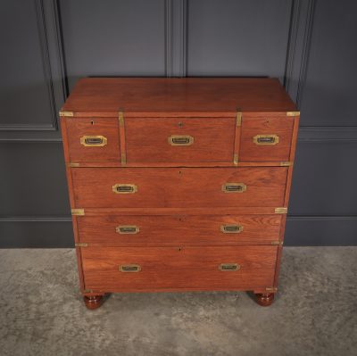Genuine Victorian Teak Military Secretaire Chest - Image 7