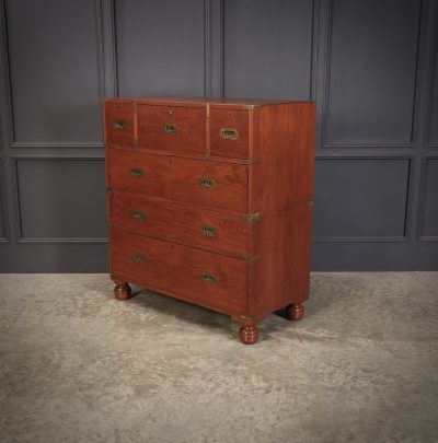 Genuine Victorian Teak Military Secretaire Chest - Image 8