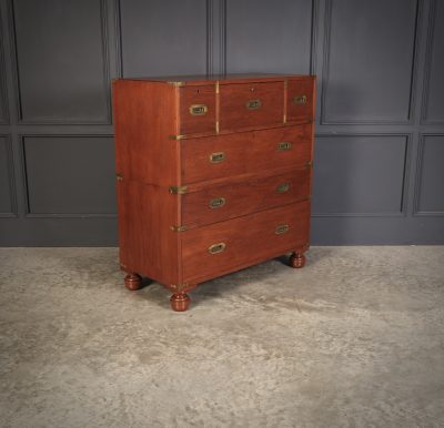 Genuine Victorian Teak Military Secretaire Chest - Image 2