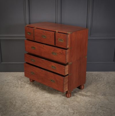 Genuine Victorian Teak Military Secretaire Chest - Image 9