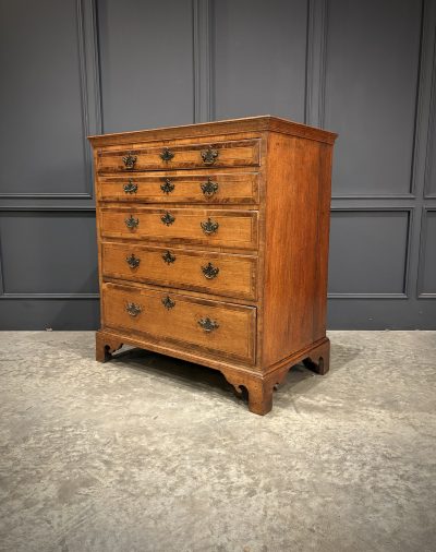 George III Inlaid Oak Chest of Drawers - Image 7