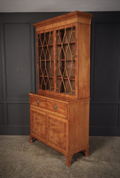Georgian Satinwood Glazed Secretaire Bookcase - Image 7