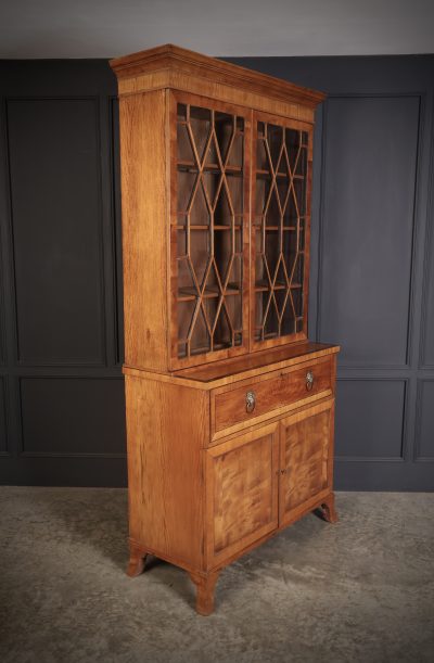 Georgian Satinwood Glazed Secretaire Bookcase - Image 2