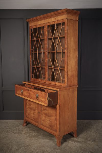 Georgian Satinwood Glazed Secretaire Bookcase - Image 9