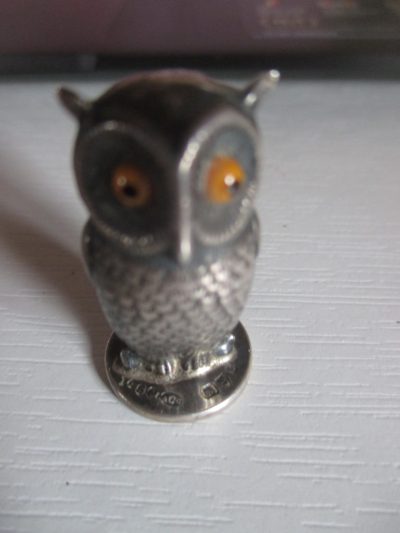 SAMPSON MORDAN  OWL SILVER SEAL WELL MARKED 3 CM  [FREE POST] - Image 2