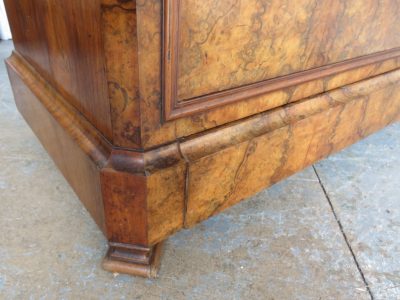 Antique French Burr Walnut & Marble Top Chest Of Drawers - Image 9