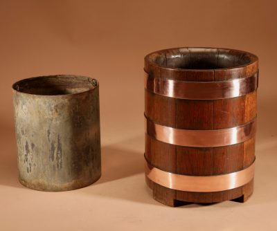 Art Deco Interesting Oak And Copper Jardiniere/Planter/Wine Cooler. - Image 8