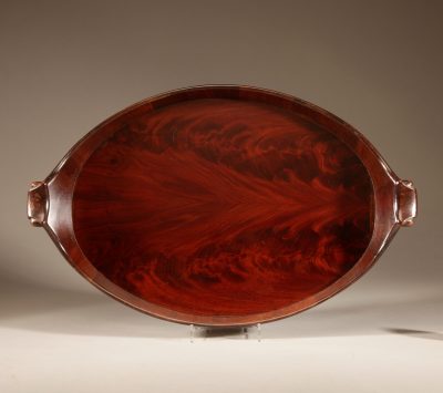 A Very Decorative and Useful Original Oval Mahogany And Brass Coopered Tray. - Image 4
