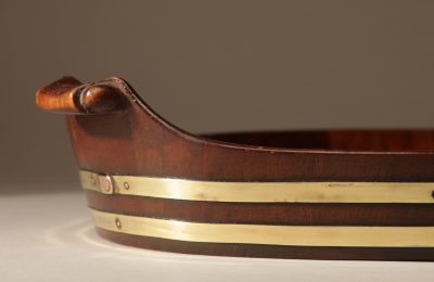 A Very Decorative and Useful Original Oval Mahogany And Brass Coopered Tray. - Image 6