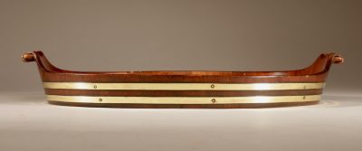 A Very Decorative and Useful Original Oval Mahogany And Brass Coopered Tray. - Image 7
