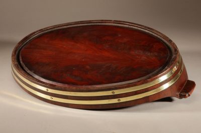 A Very Decorative and Useful Original Oval Mahogany And Brass Coopered Tray. - Image 10
