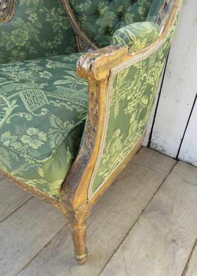 Antique French Empire Giltwood Wingback Armchair - Image 10