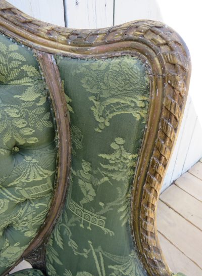 Antique French Empire Giltwood Wingback Armchair - Image 11