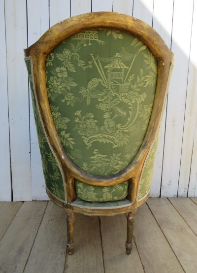 Antique French Empire Giltwood Wingback Armchair - Image 3