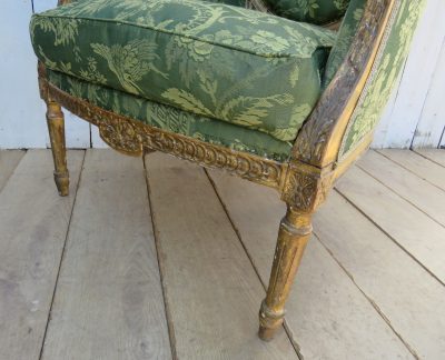Antique French Empire Giltwood Wingback Armchair - Image 4