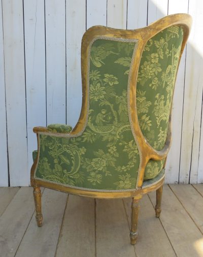 Antique French Empire Giltwood Wingback Armchair - Image 8