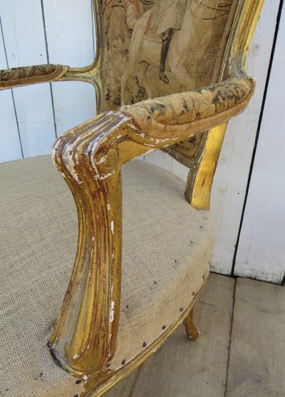 Pair Of Antique French Giltwood Fauteuil Armchairs - Image 7