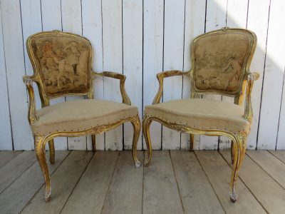 Pair Of Antique French Giltwood Fauteuil Armchairs - Image 13