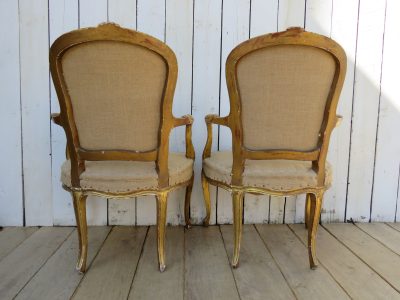 Pair Of Antique French Giltwood Fauteuil Armchairs - Image 8