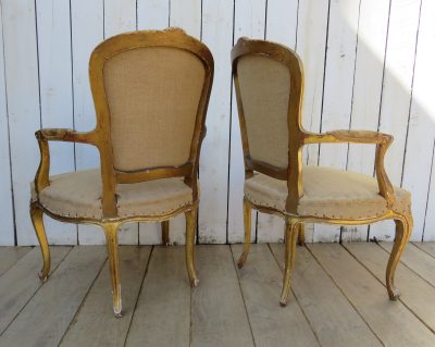 Pair Of Antique French Giltwood Fauteuil Armchairs - Image 3