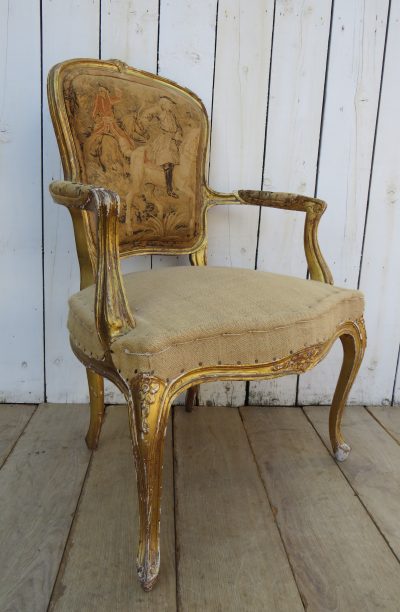 Pair Of Antique French Giltwood Fauteuil Armchairs - Image 5