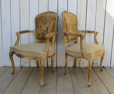 Pair Of Antique French Giltwood Fauteuil Armchairs - Image 10