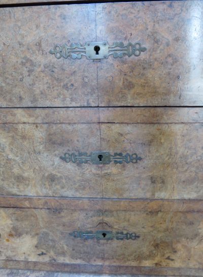 Antique French Marble Top & Burr Walnut Chest Of Drawers - Image 4