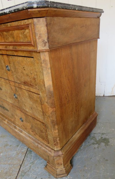 Antique French Marble Top & Burr Walnut Chest Of Drawers - Image 5