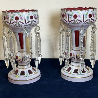 LUSTRES OVERLAY CRANBERRY PAINTED GLASS - Image 2