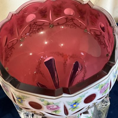 LUSTRES OVERLAY CRANBERRY PAINTED GLASS - Image 6